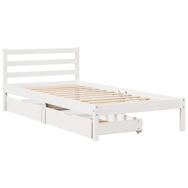 vidaXL Cadre de lit sans matelas blanc 90x190 cm bois de pin massif