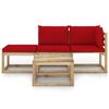 vidaXL Salon de jardin 4 pcs avec coussins rouge
