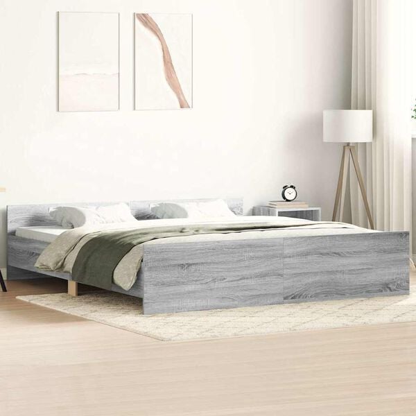 vidaXL Cadre de lit sans matelas sonoma gris 200x200 cm