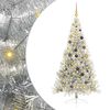 vidaXL Sapin de No&euml;l artificiel pr&eacute;-&eacute;clair&eacute; Argent 210 cm PET