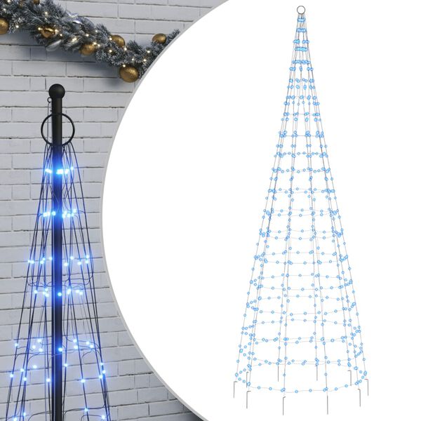 vidaXL Sapin de No&euml;l &agrave; LED sur m&acirc;t de drapeau 550 LED bleu 300 cm