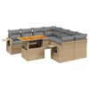 vidaXL Salon de jardin avec coussins 9 pcs beige r&eacute;sine tress&eacute;e