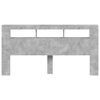 vidaXL T&ecirc;te de lit &agrave; LED gris b&eacute;ton 200x18,5x103,5cm bois d'ing&eacute;nierie