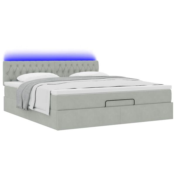 VidaXL Cadre de lit ottoman avec matelas gris clair 160x200 cm velours