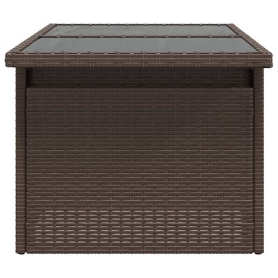 vidaXL Table de jardin dessus en verre marron 100x55x73 cm poly rotin