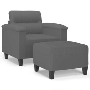 vidaXL Fauteuil avec repose-pied Gris fonc&eacute; 60 cm Tissu microfibre