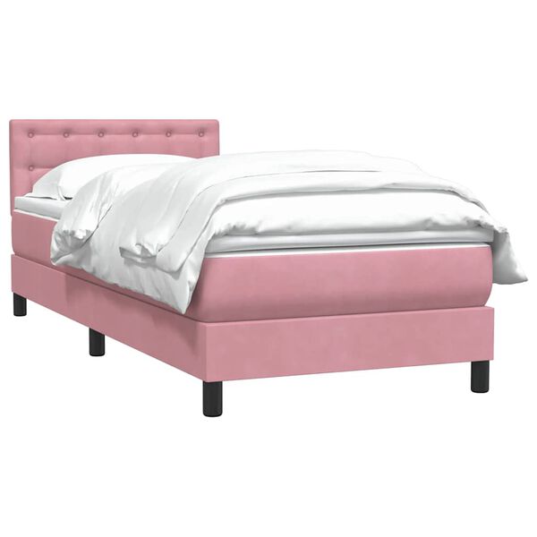 vidaXL Sommier &agrave; lattes de lit avec matelas rose 100x220 cm velours