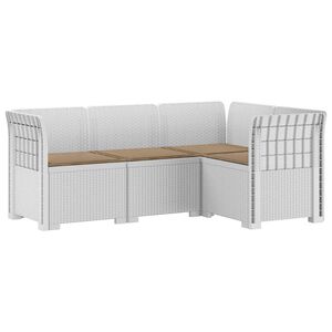 vidaXL Canap&eacute; de jardin 4 places avec coussins aspect rotin PP Blanc