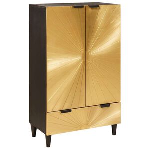 vidaXL Meuble d'appoint avec tiroir Noir et or 60 x 33,5 x 100 cm