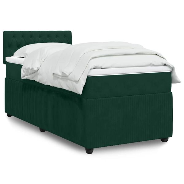 vidaXL Sommier &agrave; lattes de lit et matelas Vert fonc&eacute; 80x200 cm Velours