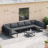 vidaXL Ensemble de canap&eacute; de jardin avec coussin 7 pcs Noir Acier