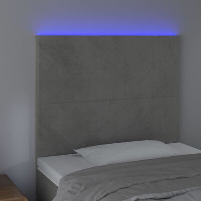 vidaXL Tête de lit à LED Gris clair 90x5x118/128 cm Velours