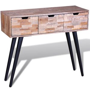 vidaXL Table console avec 3 tiroirs Bois de teck recycl&eacute;