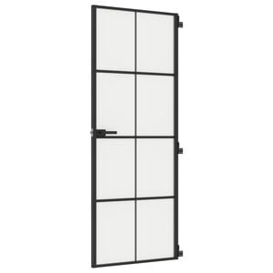vidaXL Porte intérieure mince noir 76x201,5 cm verre trempé aluminium