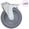 vidaXL 32 pcs Roulettes pivotantes &agrave; trou de boulon 125 mm