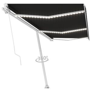 vidaXL Store banne manuel avec LED solaire 6 x 3 m Anthracite