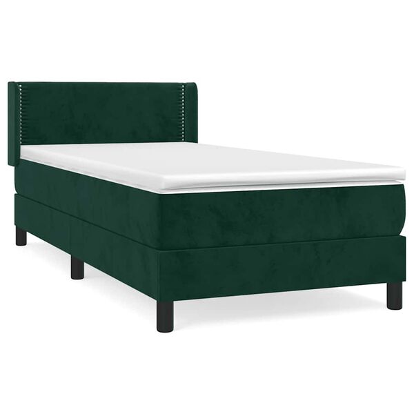 vidaXL Sommier &agrave; lattes de lit et matelas Vert fonc&eacute; 80x200 cm Velours