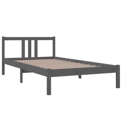 vidaXL Cadre de lit Gris Bois massif 100x200 cm