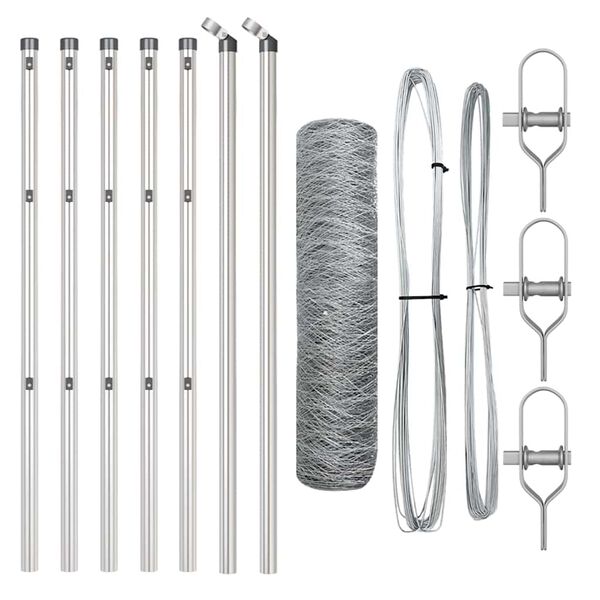 vidaXL Poteau de cl&ocirc;ture. Argent&eacute; 10 x 0,8 m (maille de 50 mm) Acier