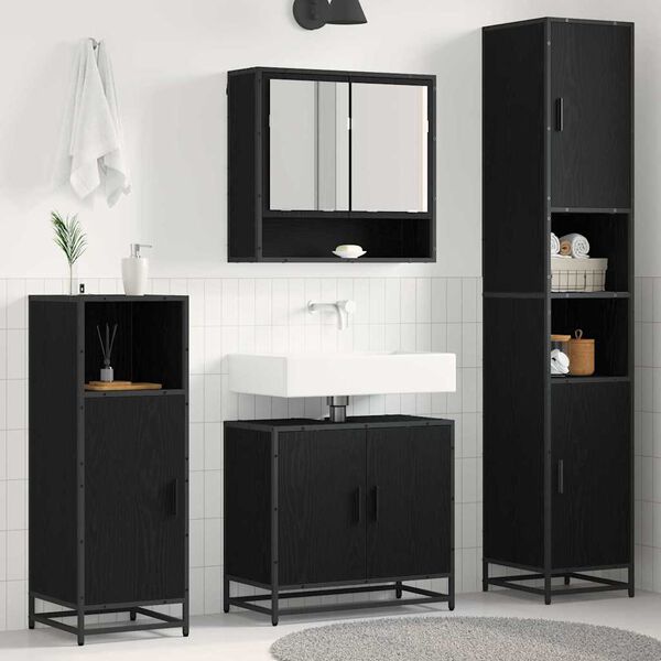 vidaXL Ensemble de mobilier de salle de bain 3 pcs Ch&ecirc;ne noir