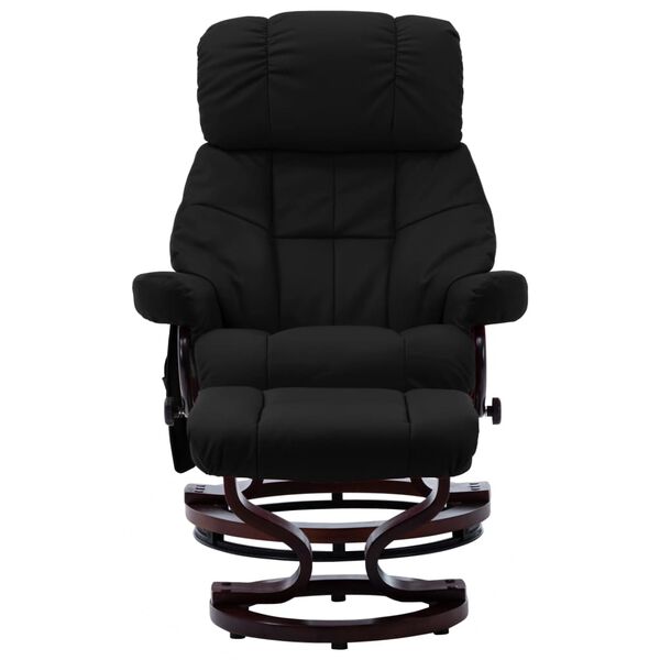 vidaXL Fauteuil de massage inclinable Noir Similicuir et bois courb&eacute;