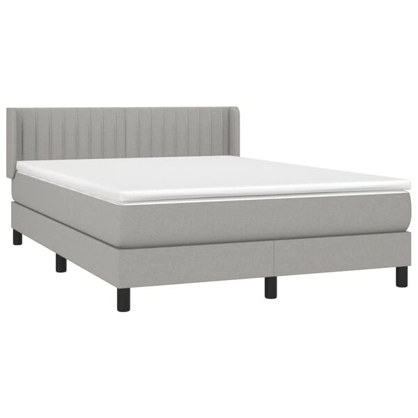 vidaXL Sommier &agrave; lattes de lit avec matelas Gris clair 140x190cm Tissu