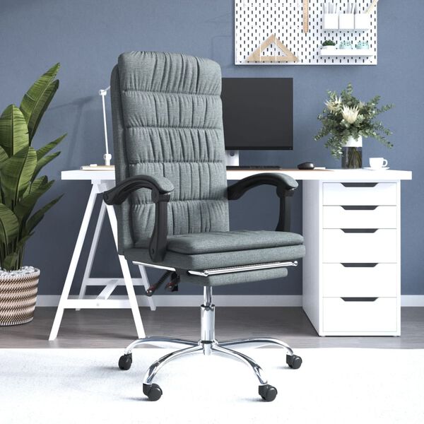 vidaXL Fauteuil inclinable de bureau Gris fonc&eacute; Tissu