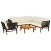 vidaXL 7 pcs Bois d'acacia massif et corde Naturel