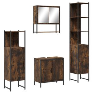 vidaXL Ensemble de meubles de salle de bain 4 pcs Ch&ecirc;ne fum&eacute; Bois