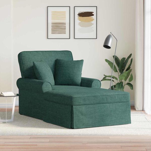 vidaXL Chaise lounge avec jupe Vert fonc&eacute; 91 x 157 x 91 cm tissu