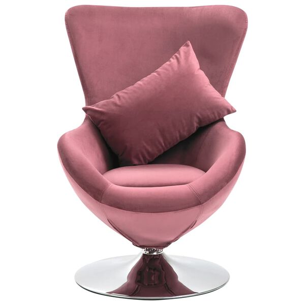 vidaXL Fauteuil pivotant en forme d'&oelig;uf avec coussin Rose Velours