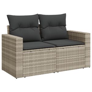 vidaXL Canap&eacute; de jardin 2 places et coussins gris clair r&eacute;sine tress&eacute;e