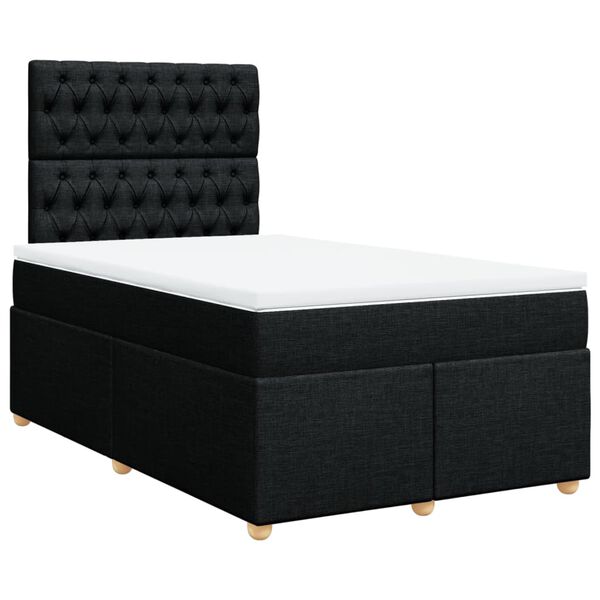 vidaXL Sommier &agrave; lattes de lit avec matelas Noir 120x200 cm Tissu