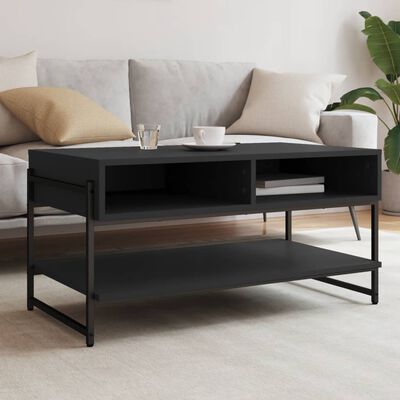 vidaXL Table basse noir 90x50x45 cm bois d'ingénierie