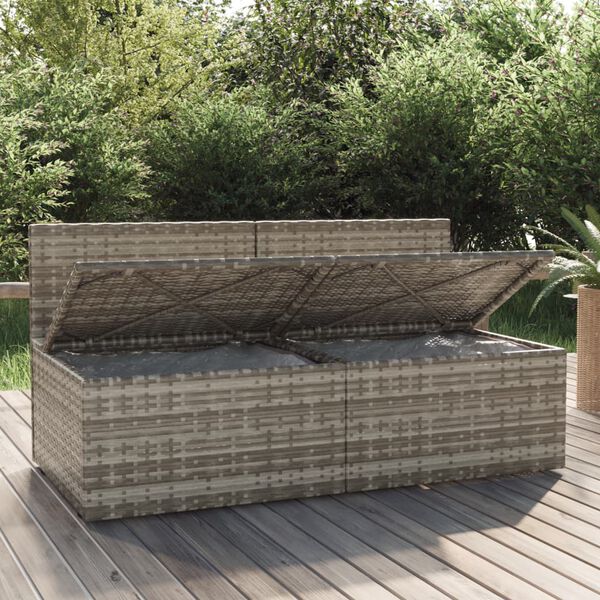 vidaXL Canap&eacute; de jardin 2 places avec coussins Gris R&eacute;sine tress&eacute;e