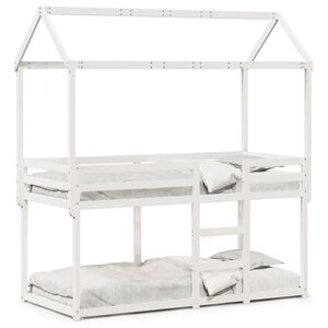 vidaXL Lit superpos&eacute; sans matelas blanc 90x190 cm bois de pin massif