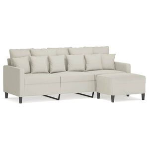 vidaXL Canap&eacute; &agrave; 3 places avec repose-pieds Cr&egrave;me 180 cm Velours