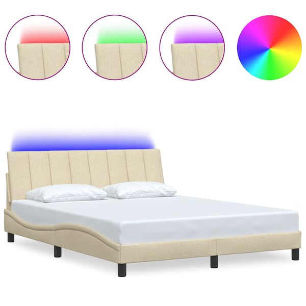 vidaXL Cadre de lit sans matelas Hanko cr&egrave;me 160x200 cm tissu