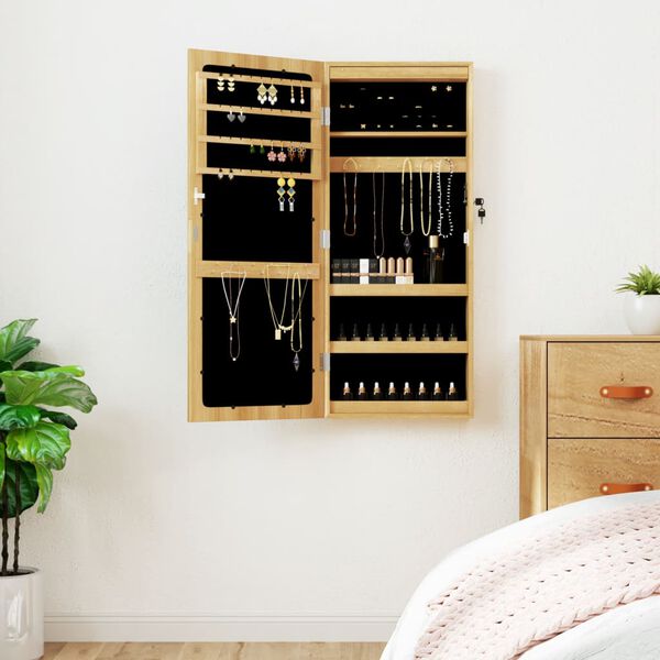vidaXL Armoire &agrave; bijoux avec miroir et &eacute;clairage LED mural