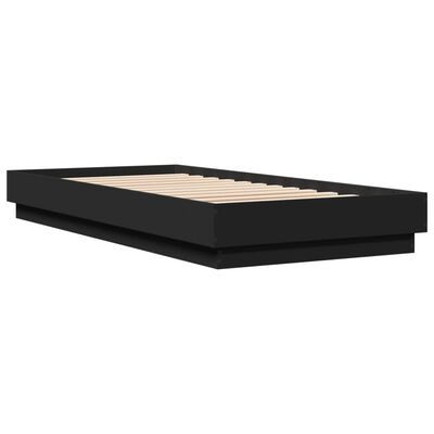 vidaXL Cadre de lit noir 100x200 cm bois d'ingénierie