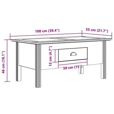 vidaXL Table basse BODO blanc 100x55x46 cm bois de pin massif