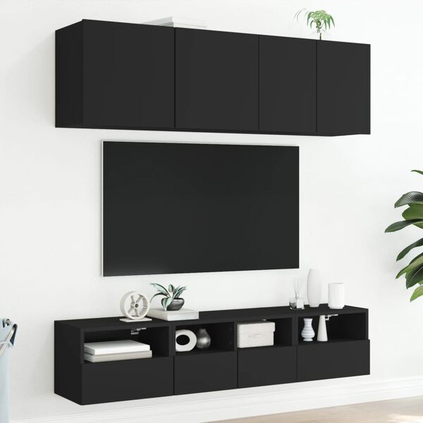 vidaXL Unit&eacute;s murales TV 5 pcs noir bois d'ing&eacute;nierie