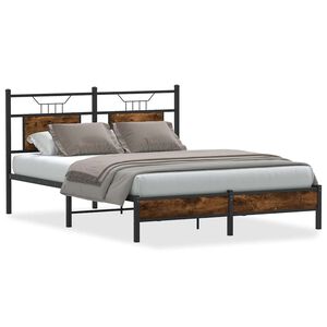vidaXL Cadre de lit sans matelas ch&ecirc;ne fum&eacute; 137x190 cm bois ing&eacute;nierie