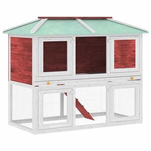 vidaXL Cage double pour animaux Rouge Bois