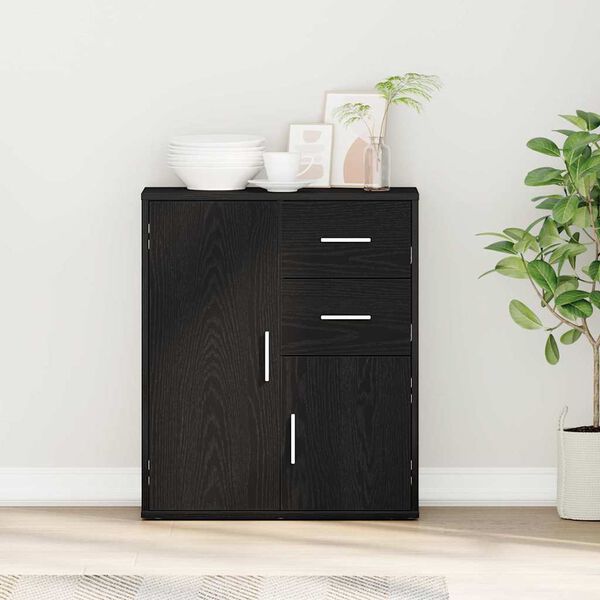 vidaXL Buffet avec tiroir Ch&ecirc;ne noir 60 x 31 x 70 cm Bois d'ing&eacute;nierie
