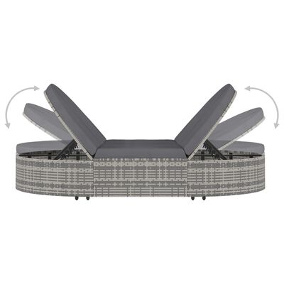 vidaXL Chaise longue à 2 places avec coussins résine tressée gris