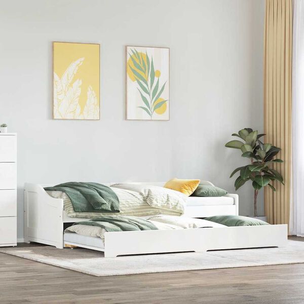 vidaXL Lit de jour avec gigogne sans matelas IRUN blanc 90x200 cm