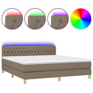 vidaXL Sommier &agrave; lattes de lit avec matelas LED Taupe 160x200 cm Tissu