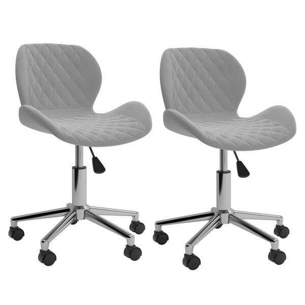 vidaXL Chaises pivotantes &agrave; manger lot de 2 Gris clair Velours