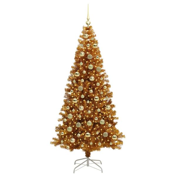 vidaXL Sapin de Noël avec 300 LED avec support Doré 210 cm PET